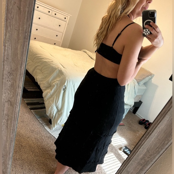 Peach Love California Black Cut-Out Maxi Dress Smock Top Size Small - Picture 2 of 8